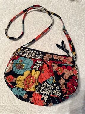 Vera Bradley Black Multi Floral Quilted Crossbody